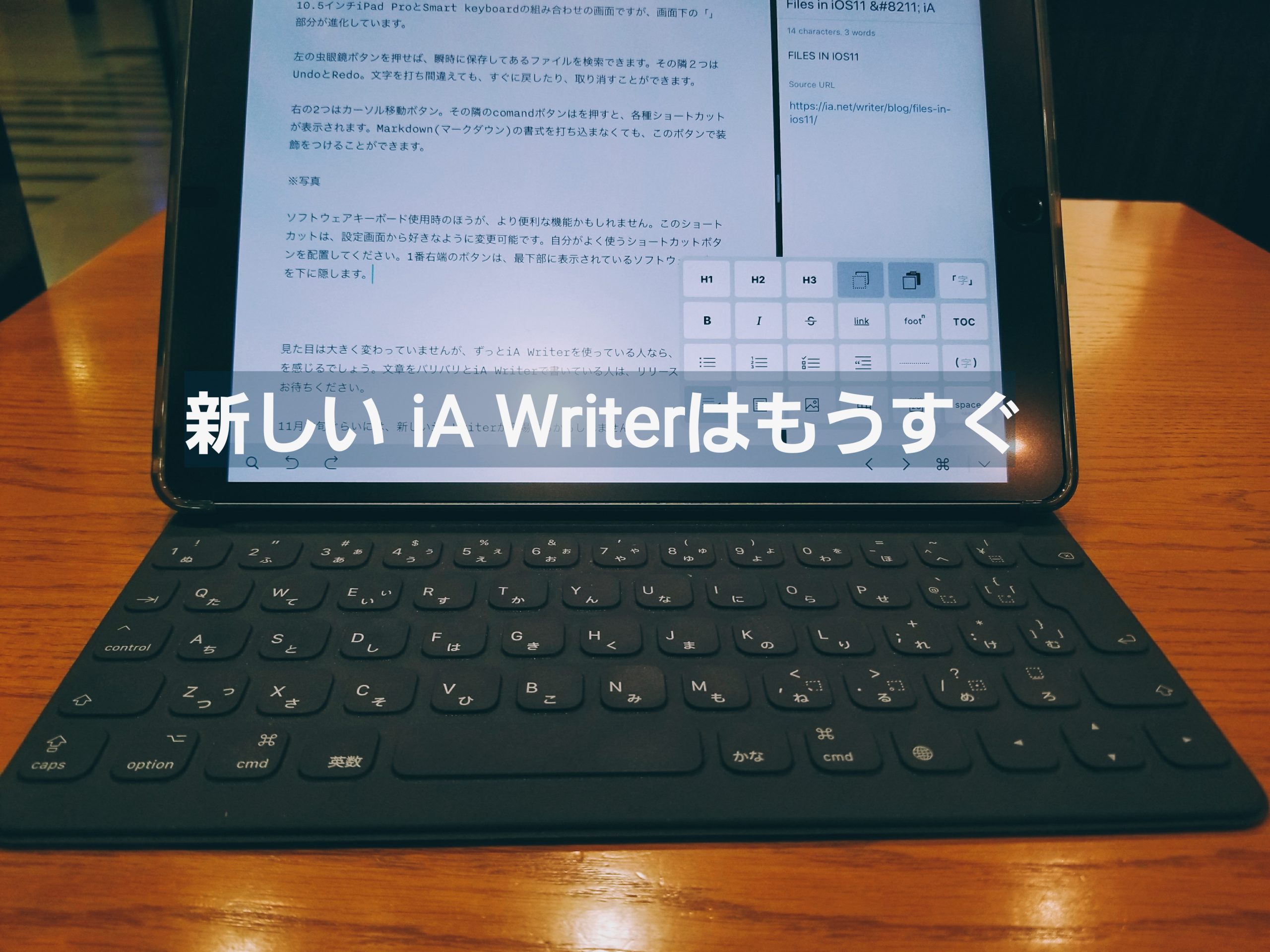 iA writeを使って文章を作成している写真