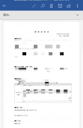 スマホで作った職務経歴書