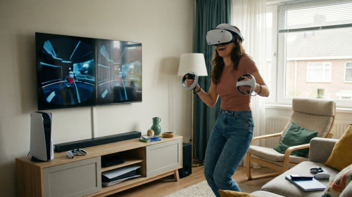 PSVR2で遊んでいる女性