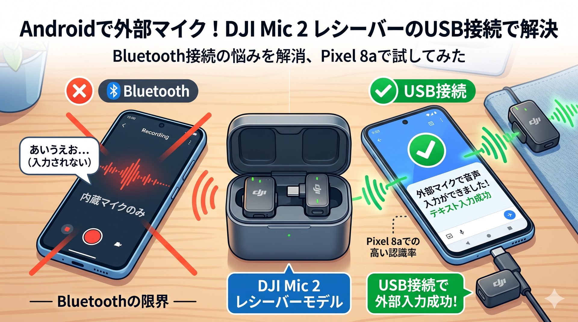 DJI Mic 2レシーバーモデルでAndroidの外部マイク音声入力問題を解決した話